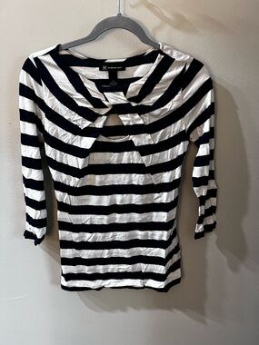 INC International Concepts Blue & White Striped Cutout Top